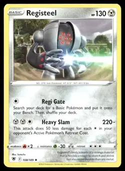 2022 Astral Radiance Set Pokemon Card 108 Registeel NM - Image 1