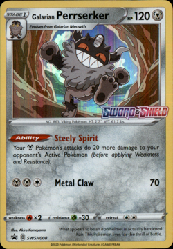Galarian Perrserker - SWSH008 (Prerelease) - SWSH: Sword & Shield Promo Cards - Image 1