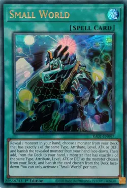 RA01-EN067 SMALL WORLD ULTRA RARE 1ST EDITION YuGiOh CARD - Image 1