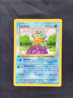 Pokemon Cards: Base Set 1st Edition Common: Squirtle 63/102 - Image 1