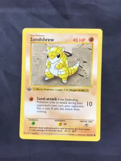 Pokemon Cards: Base Set 1st Edition Common: Sandshrew 62/102 - Image 1