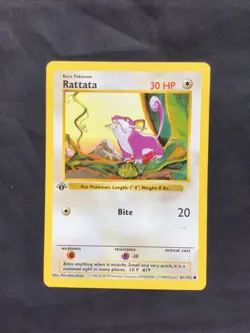 Pokemon Cards: Base Set 1st Edition Common: Rattata 61/102 - Image 1