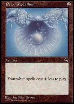 1x Pearl Medallion Moderate Play, English Tempest MTG Magic - Image 1