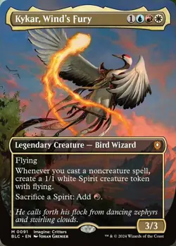 1 x Kykar, Wind's Fury - Borderless - Commander: Bloomburrow - NM-Mint - MTG - Image 1