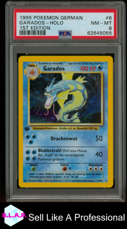 GARADOS-HOLO 1ST EDITION POKEMON GERMAN 1999 6 PSA 8 - Image 1