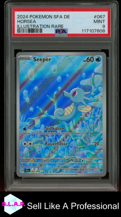 HORSEA ILLUSTRATION RARE POKEMON GERMAN SFA DE-SHROUDED FABLE 2024 067 PSA 9 - Image 1