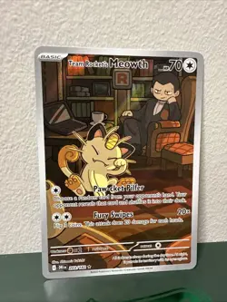 2025 Team Rocket's Meowth 203/182 Sv10: Pokemon Destined Rivals Holo - Image 1