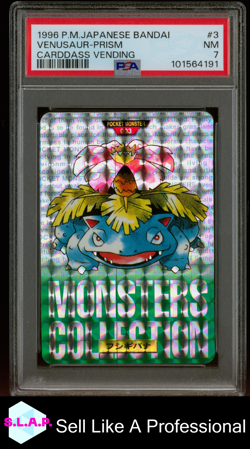 VENUSAUR-PRISM CARDDASS VENDING POKEMON JAP BANDAI CARDDASS VENDING 1996 3 PSA 7 - Image 1