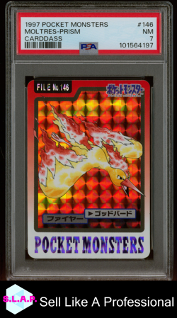 MOLTRES-PRISM CARDDASS POCKET MONSTERS CARDDASS 1997 146 PSA 7 - Image 1