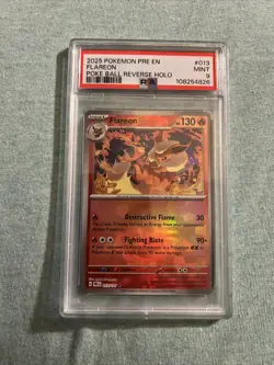 Pokemon FLAREON 2025 Prismatic Evolutions Poke Ball Reverse Holo PSA 9 #13 - Image 1
