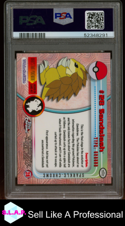 SANDSLASH POKEMON T.V.-SPARKLE TOPPS CHROME POKEMON T.V. 2000 28 PSA 10 - Image 2