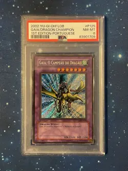 Yu-Gi-Oh 2002 GAIA THE DRAGON CHAMPION 1st Edition LDB-P125 Portuguese LOB PSA 8 - Image 1