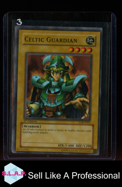 CELTIC GUARDIAN YU-GI-OH! LOB-E005 ENGLISH 1996 1ST EDITION HOLO - Image 1