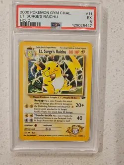 Lt. Surge's Raichu Holo #11/132 PSA 5 EX - Gym Heroes WOTC Pokemon Card - Image 1
