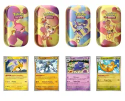 (PACK 1 & 2) Pokemon 4 Mini Tins + 4 Promo Cards 151 SAMS CLUB EXCLUSIVE IN HAND - Image 3