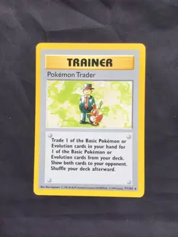 Pokemon Cards: Base Set Shadowless Rare: Pokemon Trader 77/102 - Image 1