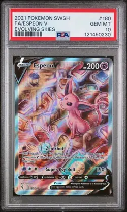 Pokemon TCG Espeon V 180/203 PSA 10 Evolving Skies Alternate Full Art Holo Card - Image 1