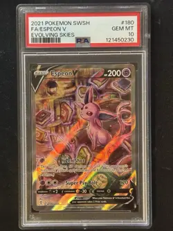 Pokemon TCG Espeon V 180/203 PSA 10 Evolving Skies Alternate Full Art Holo Card - Image 3