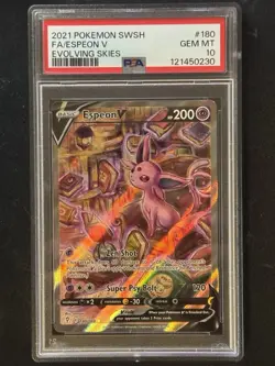 Pokemon TCG Espeon V 180/203 PSA 10 Evolving Skies Alternate Full Art Holo Card - Image 5