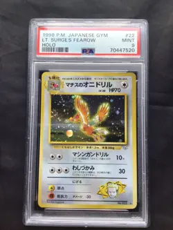 Pokemon Cards: Japanese Gym Rare Holo: Lt. Surge's Fearow 22: PSA 9 - Image 1