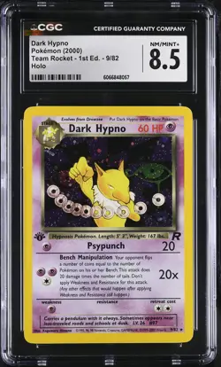 CGC 8.5 Dark Hypno Team Rocket 1st Edition 9/82 Holo Pokemon Card - Image 1