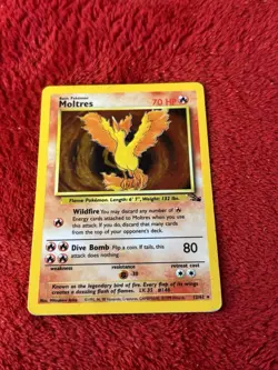 Moltres 12/62 Fossil Holo Wotc Pokemon Card Played 1999 - Image 1