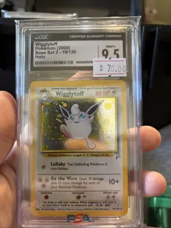 CGC 9.5 MINT+ Wigglytuff 2000 Base Set 2 19/130 Holo SWIRL Pokemon Card - Image 1