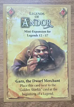 Legends of Andor Mini Expansion Promo - Garz the Dwarf Merchant Card - Image 1