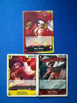 Belo Betty One Piece TCG 3-card lot OP05 Leader/Rare+ OP09 Common - ships PWE - Image 1