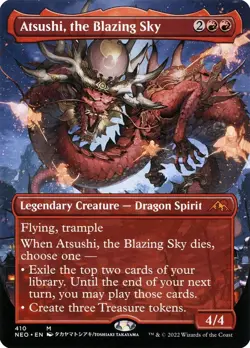 MTG Atsushi the Blazing Sky (Borderless) Kamigawa: Neon Dynasty #410 FOIL - Image 1