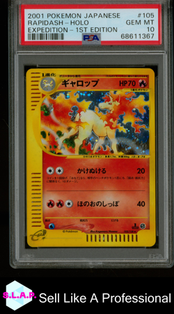 RAPIDASH-HOLO EXPEDITION-1ST EDITION POKEMON JAPANESE EXPEDITION 2001 105 PSA 10 - Image 1