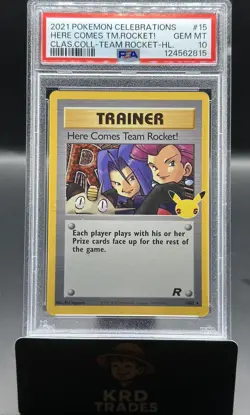 2021 POKEMON CELEBRATIONS CLASSIC COLL #15 HERE COMES TEAM ROCKET!-HOLO PSA 10 - Image 1