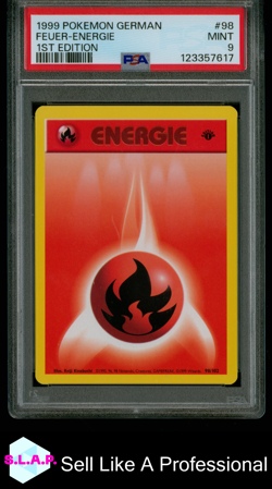 FEUER-ENERGIE 1ST EDITION POKEMON GERMAN 1999 98 PSA 9 - Image 1