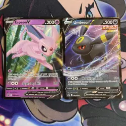 Pokemon Sword & Shield Umbreon V #SWSH203 & Espeon V #SWSH201 Black Star Promo - Image 1