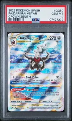 PSA 10 Darkrai VSTAR GG50/GG70 Crown Zenith Galarian Gallery Pokemon 2023 - Image 1