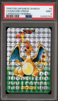 Pokemon Bandai Carddass Charizard Vending Green Japanese Prism #006 PSA 9 Mint - Image 1