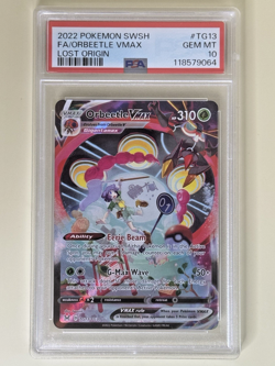 2022 POKEMON SWORD & SHIELD LOST ORIGIN #TG13 FULL ART/ORBEETLE VMAX PSA 10 - Image 2