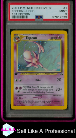 ESPEON-HOLO 1ST EDITION POKEMON NEO DISCOVERY 2001 1 PSA 9 - Image 1