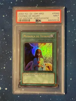 Yu-Gi-Oh! 2002 CHANGE OF HEART 1st Edition Ultra Portuguese PMT-P060 MRD PSA 9 - Image 1