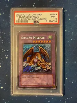 Yu-Gi-Oh! 2002 THOUSAND DRAGON 1st Edition Secret Portuguese PMT-P143 MRD PSA 9 - Image 1