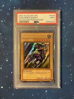 Yu-Gi-Oh! 2002 GAIA THE FIERCE KNIGHT 1st Edition Portuguese LDB-P006 LOB PSA 9 - Image 1