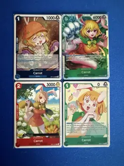 Carrot One Piece TCG 4-card lot OP08 Super Rare+OP11 Rare+more - ships PWE - Image 1