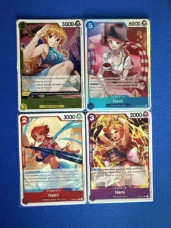 Nami One Piece TCG 4-card lot OP11 Super Rare+OP06 Rare+OP09 Uncommon - PWE - Image 1