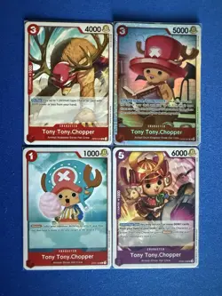 Tony.Tony.Chopper One Piece TCG 4-card lot OP08 Super Rare+OP09 Uncommon+++ PWE! - Image 1