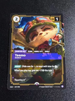2025 League of Legends Riftbound English Teemo Promo Card 197/298 NM Condition - Image 1