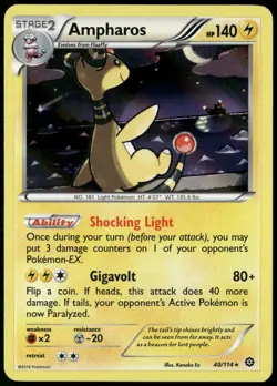 Ampharos 40/114 XY Steam Siege Holo Rare Pokemon Card Near Mint-1 - Image 1