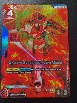Unicorn Gundam (Unicorn Mode) Foil GD01-005 R+ NM Gundam TCG Card Game Alt Art - Image 1