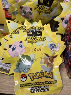 Pokemon TCG Striking Popping Candy 24K Gold Plating Sticker Card Sealed - Image 1