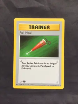 Pokemon Cards: Base Set 1st Edition Uncommon: Full Heal 82/102 - Image 1