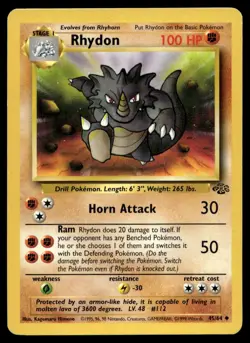 Rhydon 45/64 Pokemon Card Jungle Uncommon 100 HP Lightly Played G13 - Image 1